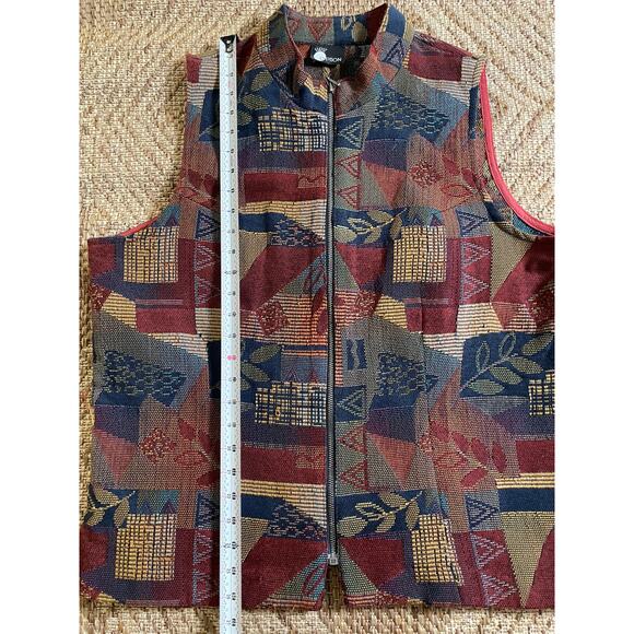 Vtg. 90s First Option Sleeveless Tapestry Vest SZ L - Picture 6 of 6